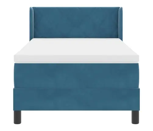 Liela Gultas Atsperu Gulta Ar Matraci Tumši Zila 100X200 Cm Samts Vidaxl