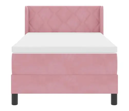 Gultas Rāmis Ar Matraci Melnā Krāsā 100X200 Cm Samts Rozā Vidaxl