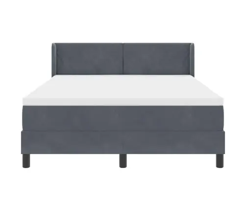 Zābaku Atsperu Gulta Ar Matraču Tumši Pelēka 140X190 Cm No Samta Vidaxl