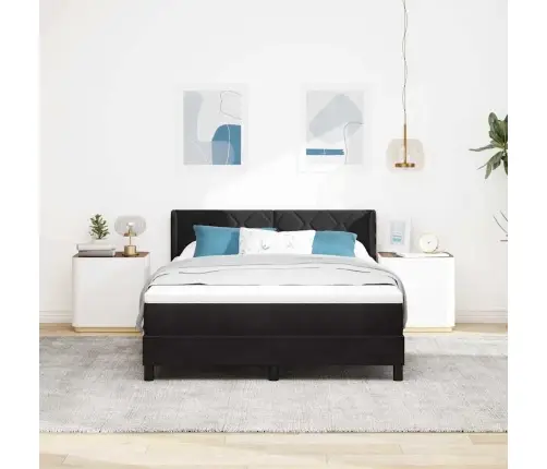 Gultas Rāmis Ar Matraci Melnā Krāsā 100X200 Cm Samts Melna Vidaxl