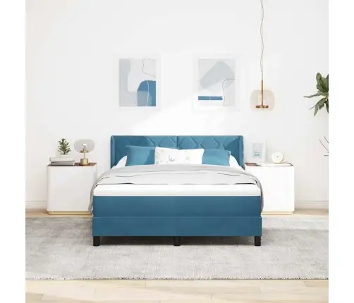 Kiemas Lova Su Čiužiniu Tamsiai Mėlyna 200 X 160 Cm Poliesteris