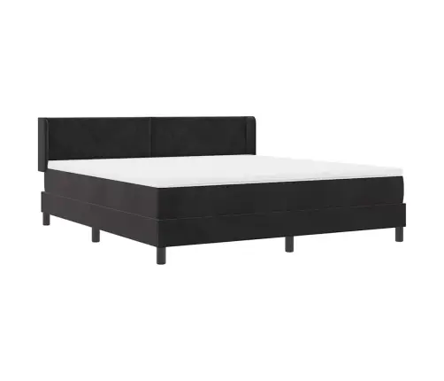 Kastītes Atsperu Gulta Ar Matraci Melna 200 X 180 Cm Poliesters Vidaxl