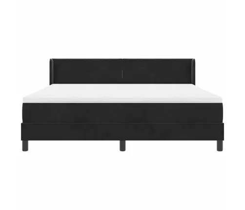 Kastītes Atsperu Gulta Ar Matraci Melna 200 X 180 Cm Poliesters Vidaxl
