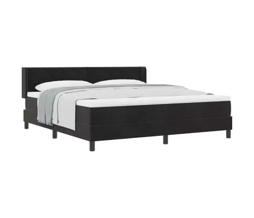 Kastītes Atsperu Gulta Ar Matraci Melna 200 X 180 Cm Poliesters Vidaxl