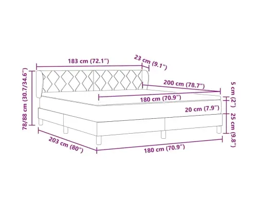 Kastītes Atsperu Gulta Ar Matraci Melna 200 X 180 Cm Poliesters Vidaxl
