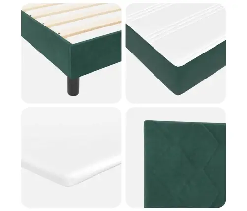 Gultas Rāmis Ar Matraci Melnā Krāsā 100X200 Cm Samts Tumši Zaļa Vidaxl