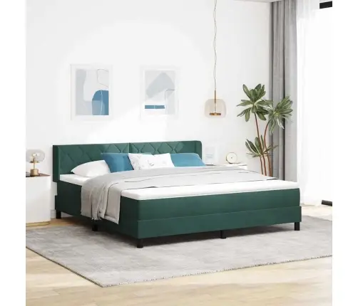 Gultas Rāmis Ar Matraci Melnā Krāsā 100X200 Cm Samts Tumši Zaļa Vidaxl