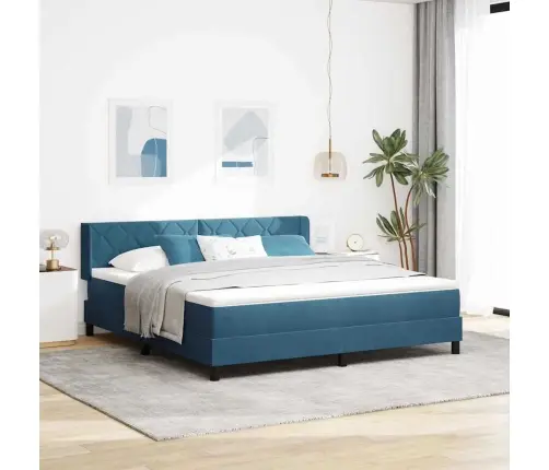 Gultas Rāmis Ar Matraci Melnā Krāsā 100X200 Cm Samts Tumši Zila Vidaxl