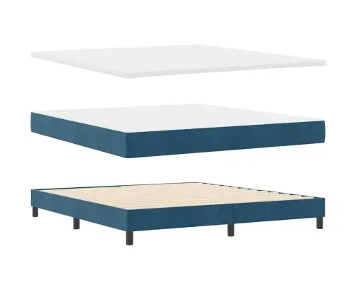 Gultas Rāmis Ar Matraci Melnā Krāsā 100X200 Cm Samts Tumši Zila Vidaxl