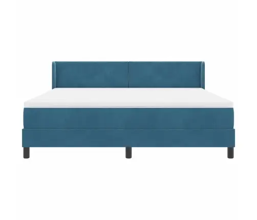 Gultas Rāmis Ar Matraci Melnā Krāsā 100X200 Cm Samts Tumši Zila Vidaxl