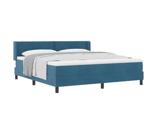 Gultas Rāmis Ar Matraci Melnā Krāsā 100X200 Cm Samts Tumši Zila Vidaxl