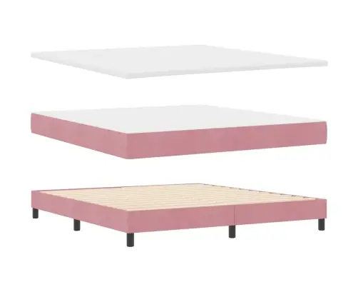 Kastītes Atsperu Gulta Ar Matraci Rozā 200 X 180 Cm Poliesters Vidaxl