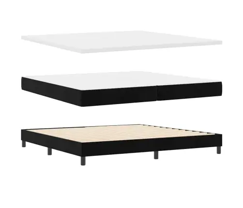 Kiemas Lova Su Čiužiniu Juoda 200 X 200 Cm Poliesteris