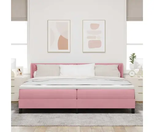 Gultas Rāmis Ar Matraci Melnā Krāsā 100X200 Cm Samts Rozā Vidaxl