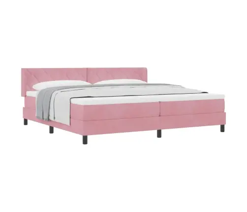 Gultas Rāmis Ar Matraci Melnā Krāsā 100X200 Cm Samts Rozā Vidaxl