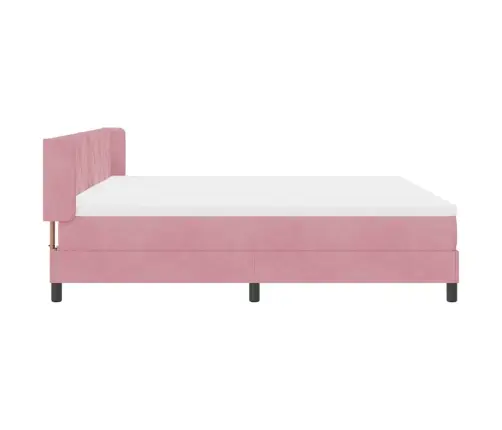 Gultas Rāmis Ar Matraci Melnā Krāsā 100X200 Cm Samts Rozā Vidaxl