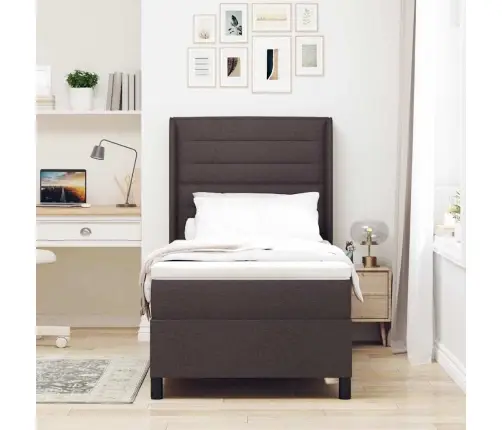 Kastītes Atsperu Gulta Tumši Brūna 80 X 200 Cm Audums Vidaxl