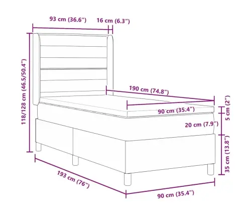 Kiemas Lova Su Čiužiniu Tamsiai Pilka 90 X 190 Cm Audinys