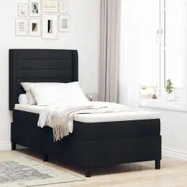 Kastītes Atsperu Gulta Ar Matraci Melns 200 X 100 Cm Audums Vidaxl Kastītes Atsperu Gulta Ar Matraci Melns 200 X 100 Cm Audums Vidaxl