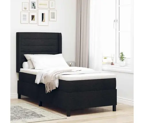 Kastveida Gulta Ar Matraci – Melna, 100X200 Cm, Audums Vidaxl