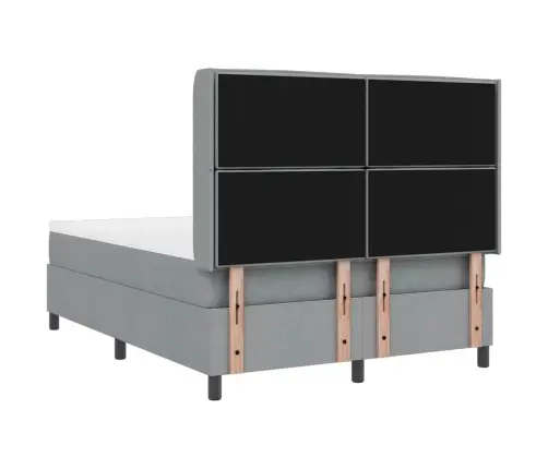 Kastītes Atsperu Gulta Gaiši Pelēka 140 X 190 Cm Audums Vidaxl