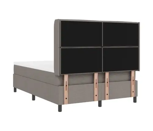 Kastītes Atsperu Gulta Pelēkbrūna 140 X 190 Cm Audums Vidaxl