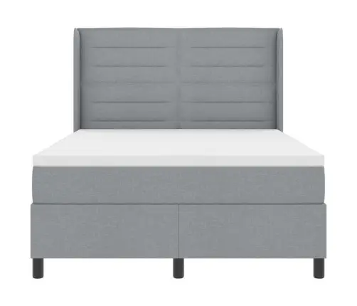 Kastītes Atsperu Gulta Gaiši Pelēka 140 X 200 Cm Audums Vidaxl