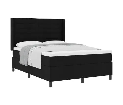 Kastītes Atsperu Gulta Ar Matraci Melna 160 X 200 Cm Audums Vidaxl