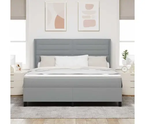 Kiemas Lova Su Čiužiniu Šviesiai Pilka 180 X 200 Cm Audinys