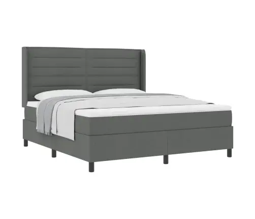 Kastītes Atsperu Gulta Tumši Pelēka 180 X 200 Cm Audums Vidaxl