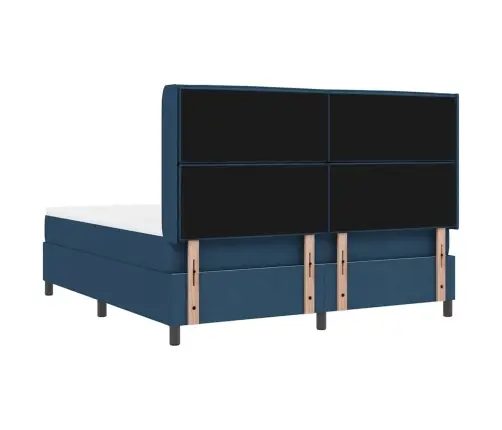 Kastītes Atsperu Gulta Ar Matraci Zila 180 X 200 Cm Audums Vidaxl