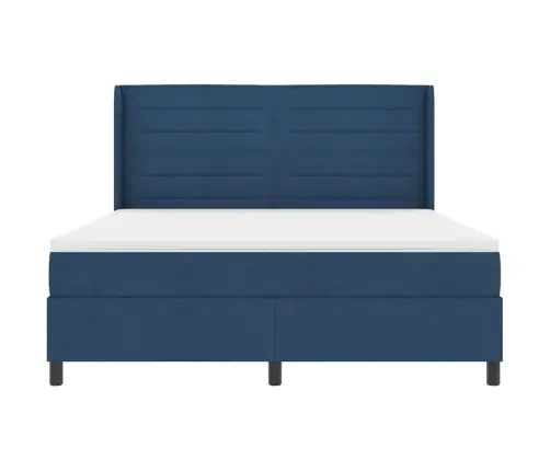 Kastītes Atsperu Gulta Ar Matraci Zila 180 X 200 Cm Audums Vidaxl