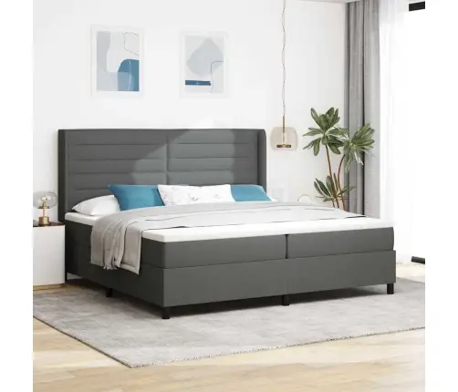 Kastītes Atsperu Gulta Tumši Pelēka 200 X 200 Cm Audums Vidaxl