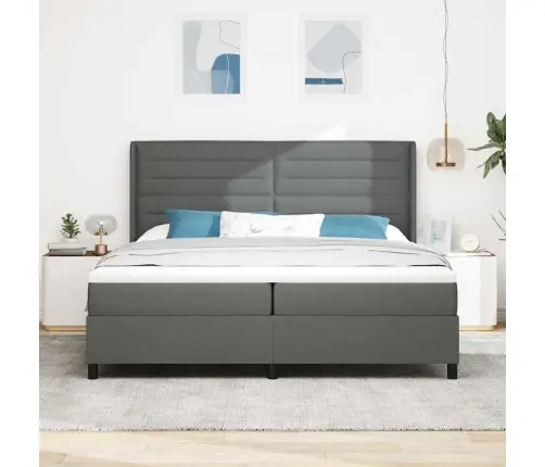 Kastītes Atsperu Gulta Tumši Pelēka 200 X 200 Cm Audums Vidaxl