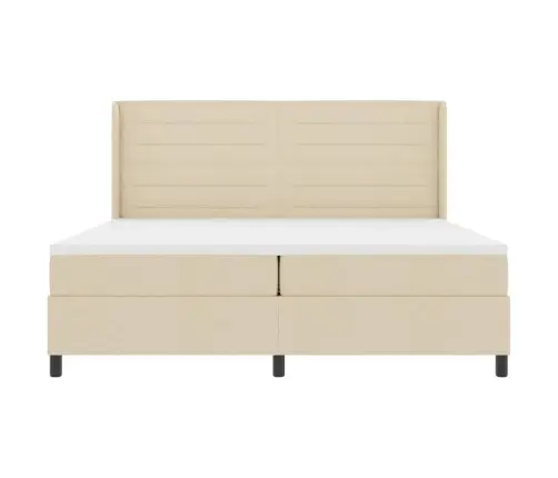 Kastītes Atsperu Gulta Ar Matraci Krēmkrāsa 200 X 200 Cm Audums Vidaxl