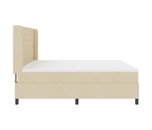 Kastītes Atsperu Gulta Ar Matraci Krēmkrāsa 200 X 200 Cm Audums Vidaxl