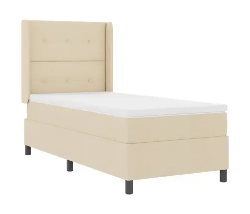 Kastītes Atsperu Gulta Ar Matraci Krēmkrāsa 80 X 200 Cm Audums Vidaxl