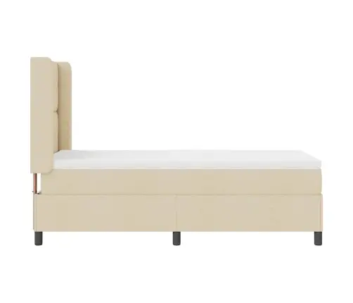 Kastītes Atsperu Gulta Ar Matraci Krēmkrāsa 80 X 200 Cm Audums Vidaxl