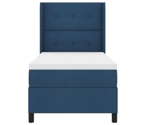 Kastītes Atsperu Gulta Ar Matraci Zila 80 X 200 Cm Audums Vidaxl