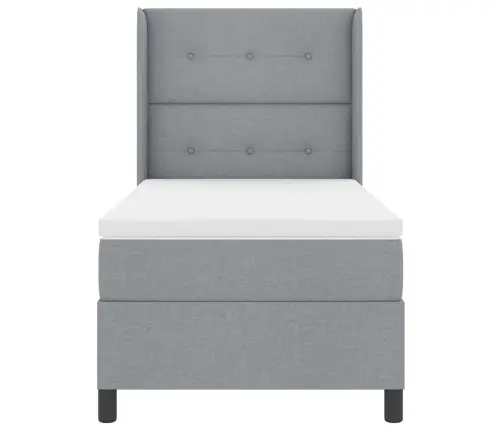 Kiemas Lova Su Čiužiniu Šviesiai Pilka 90 X 200 Cm Audinys