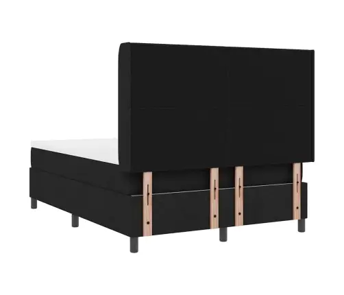 Kastītes Atsperu Gulta Ar Matraci Melna 140 X 190 Cm Audums Vidaxl