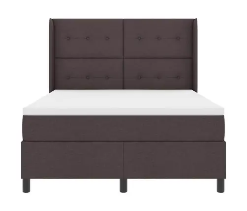 Kastītes Atsperu Gulta Tumši Brūna 140 X 200 Cm Audums Vidaxl