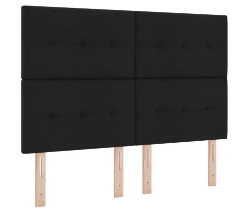 Kastītes Atsperu Gulta Ar Matraci Melna 160 X 200 Cm Audums Vidaxl