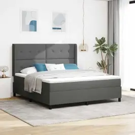 Kastītes Atsperu Gulta Tumši Pelēks 200 X 180 Cm Audums Vidaxl Kastītes Atsperu Gulta Tumši Pelēks 200 X 180 Cm Audums Vidaxl