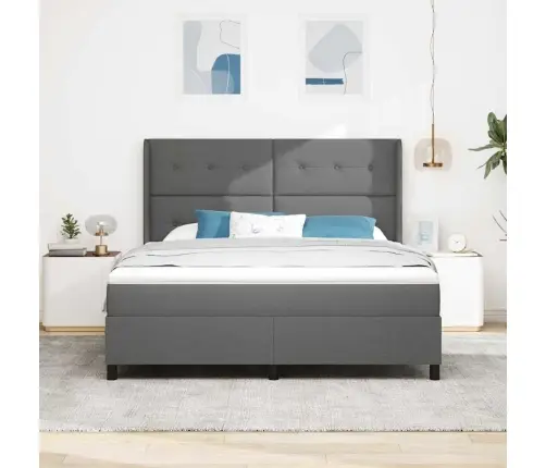 Kastītes Atsperu Gulta Tumši Pelēka 180 X 200 Cm Audums Vidaxl