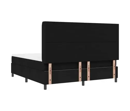 Kastītes Atsperu Gulta Ar Matraci Melna 180 X 200 Cm Audums Vidaxl