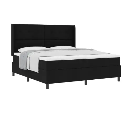 Kastītes Atsperu Gulta Ar Matraci Melna 180 X 200 Cm Audums Vidaxl