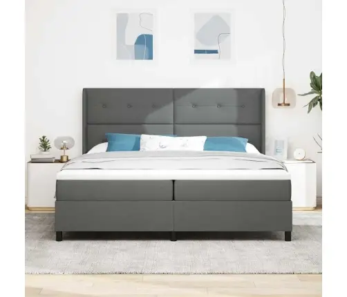 Kastītes Atsperu Gulta Tumši Pelēka 200 X 200 Cm Audums Vidaxl