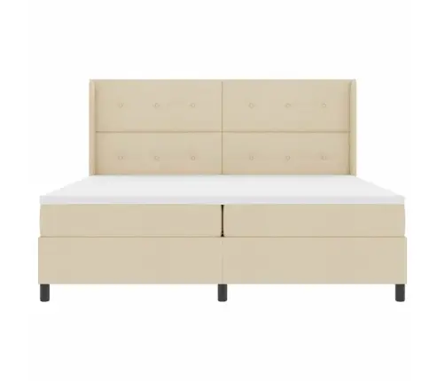 Kastītes Atsperu Gulta Ar Matraci Krēmkrāsa 200 X 200 Cm Audums Vidaxl