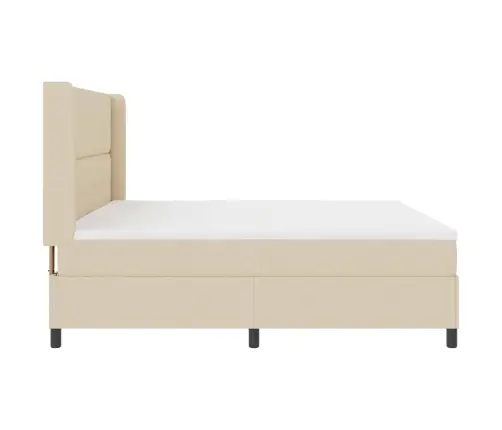 Kastītes Atsperu Gulta Ar Matraci Krēmkrāsa 200 X 200 Cm Audums Vidaxl